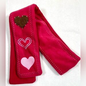 GAP KIDS Girls Valentine Hearts Fleece Winter Scarf Valentine’s‎ Day Embroidered